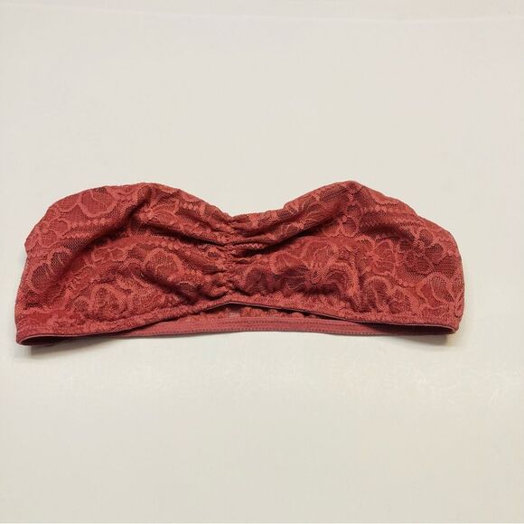 Victoria Secret Strapless Lace Bandeau‎ Bralette Bra Size Medium Dusky Pink - Picture 5 of 9